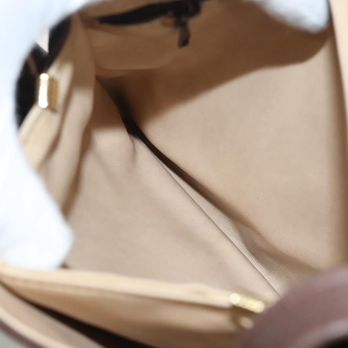 BALLY Shoulder Bag Leather Dark Brown Gold Auth BA1451