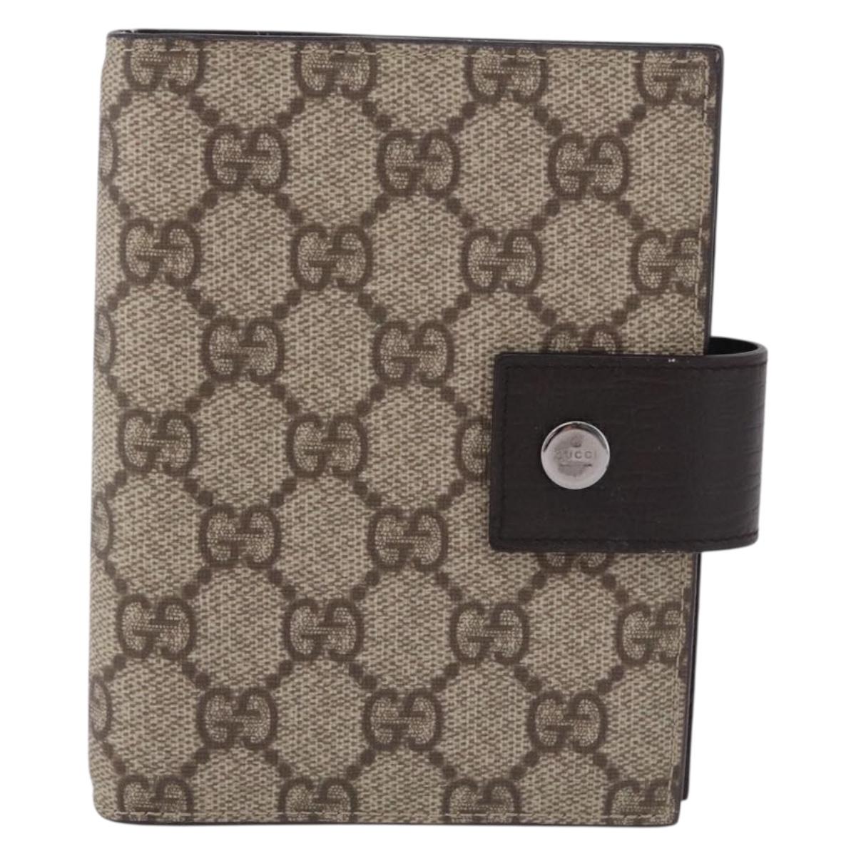 GUCCI GG Supreme Day Planner Cover PVC Beige Silver 115240 Auth BA14510A