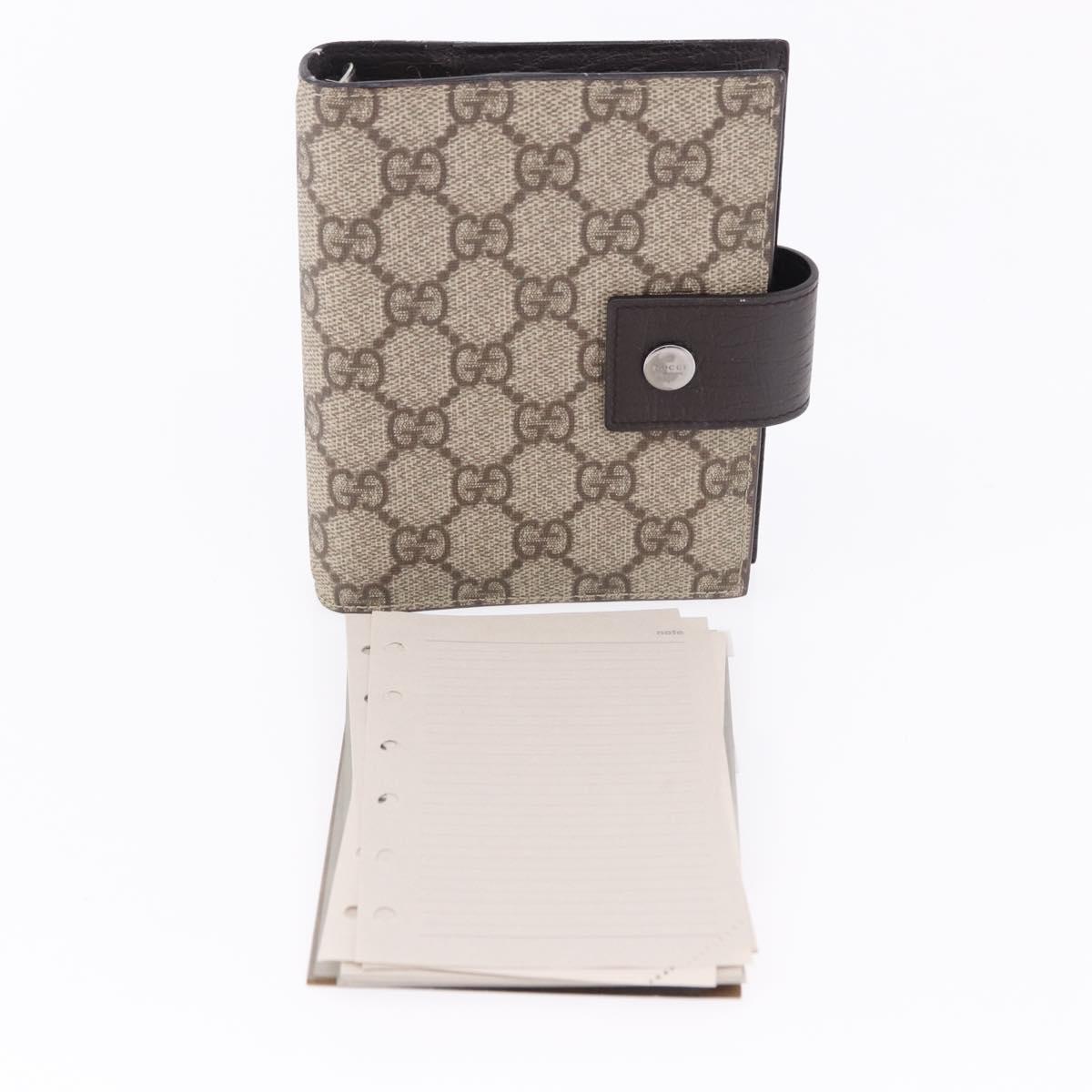 GUCCI GG Supreme Day Planner Cover PVC Beige Silver 115240 Auth BA14510A