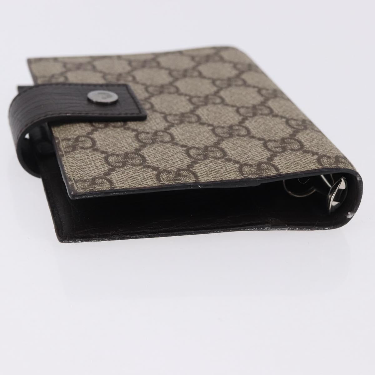 GUCCI GG Supreme Day Planner Cover PVC Beige Silver 115240 Auth BA14510A