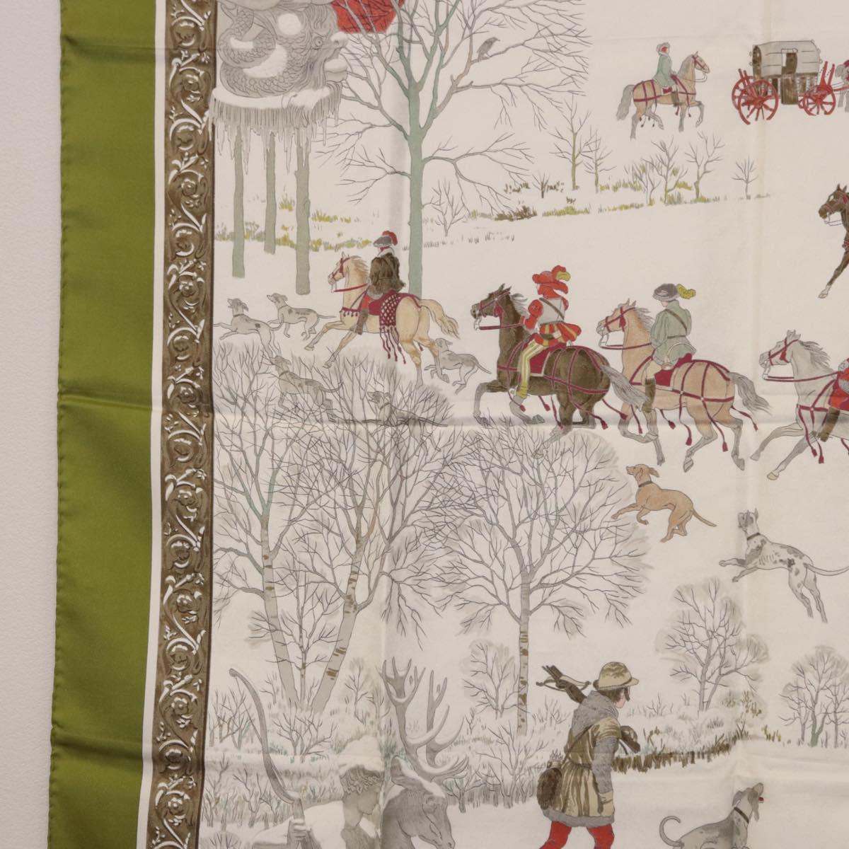 HERMES Carre 90 Scarf Silk Green Auth BA14512M