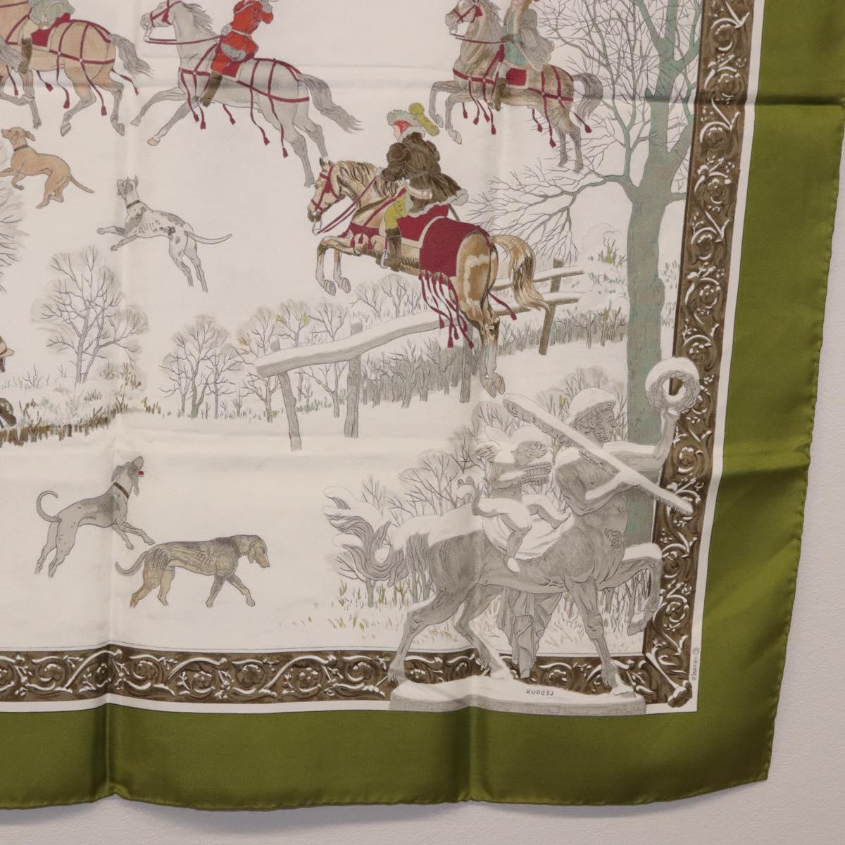 HERMES Carre 90 Scarf Silk Green Auth BA14512M