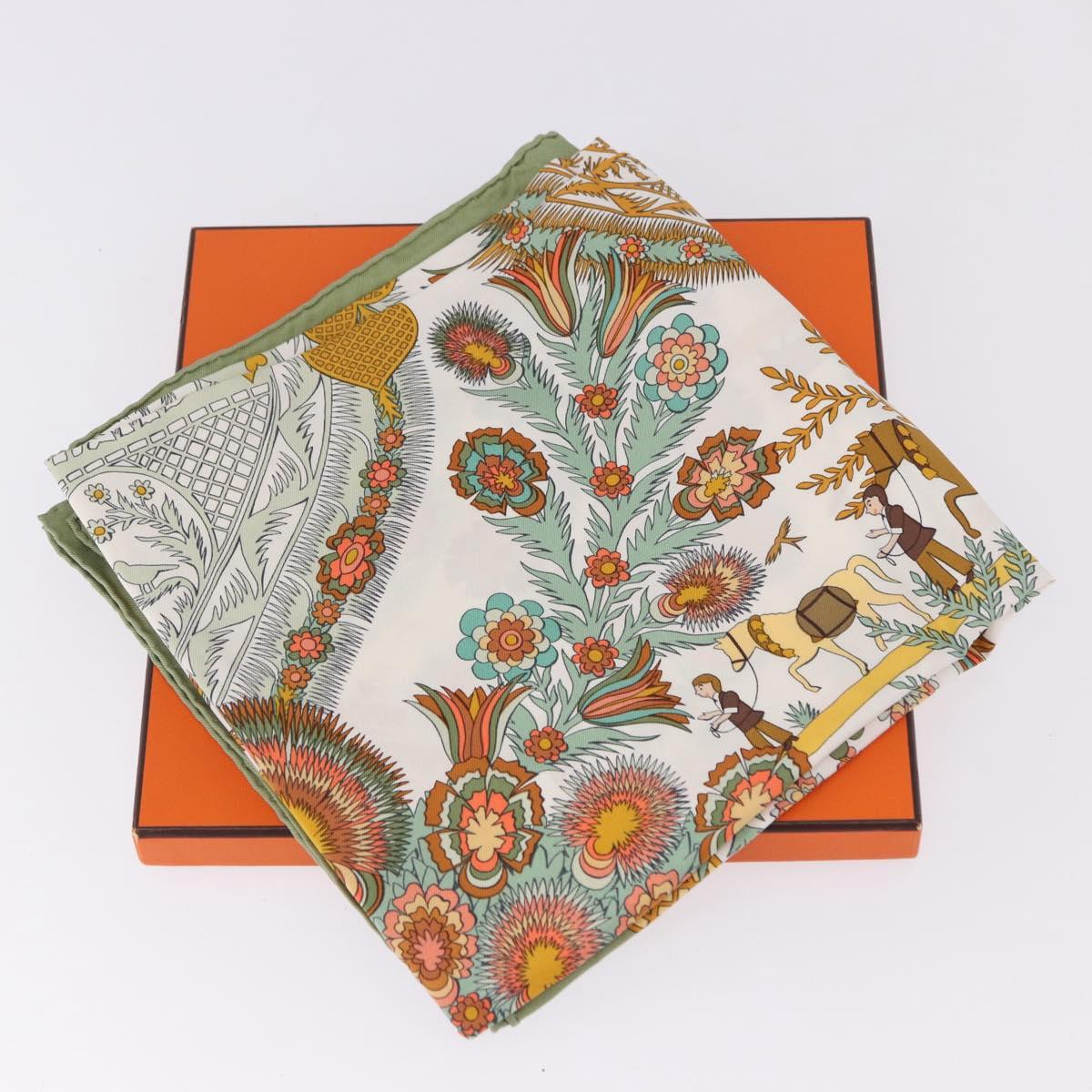 HERMES Carre 90 Scarf ”Decoupages” Silk LIme Green Auth BA14514M