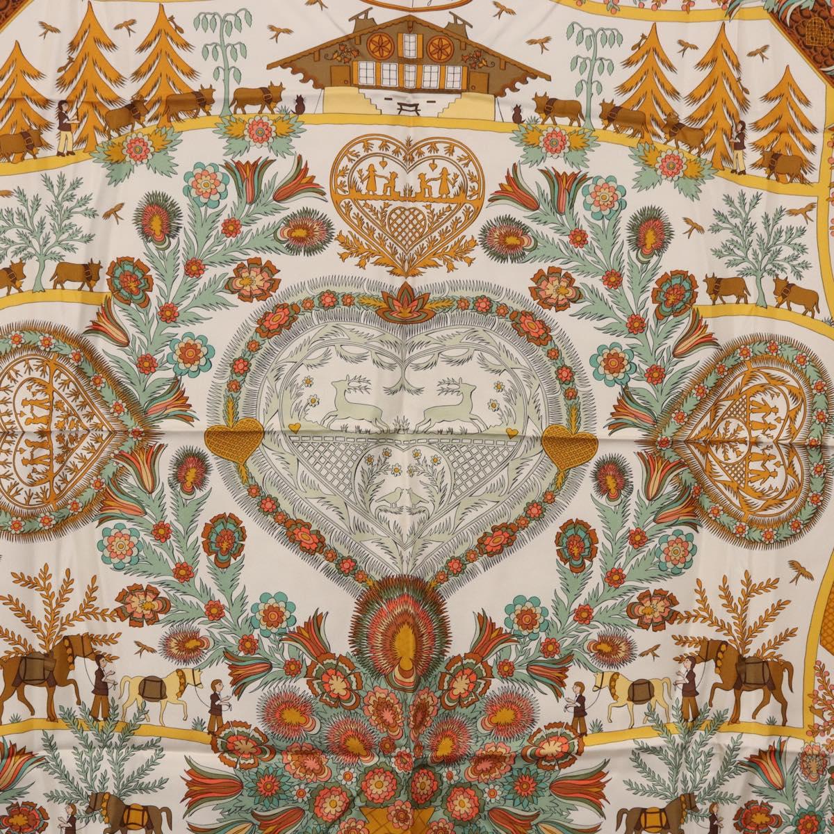 HERMES Carre 90 Scarf ”Decoupages” Silk LIme Green Auth BA14514M