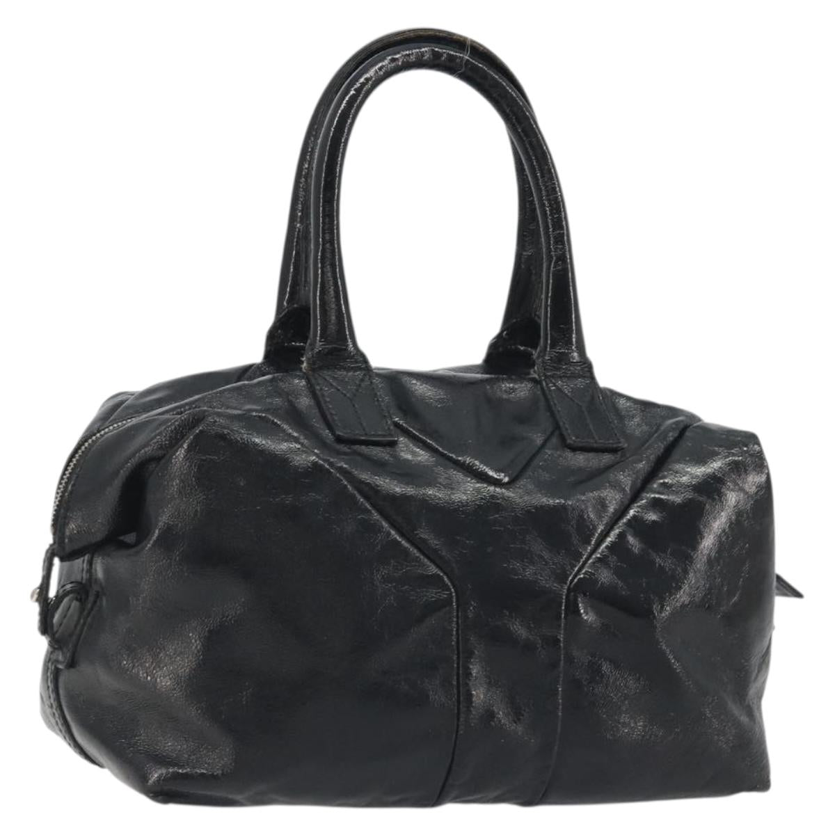 SAINT LAURENT Hand Bag Patent Leather Black Silver 208315 Auth BA14519