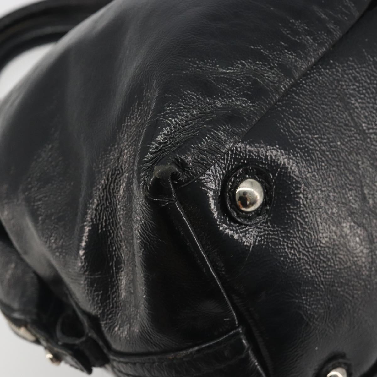 SAINT LAURENT Hand Bag Patent Leather Black Silver 208315 Auth BA14519
