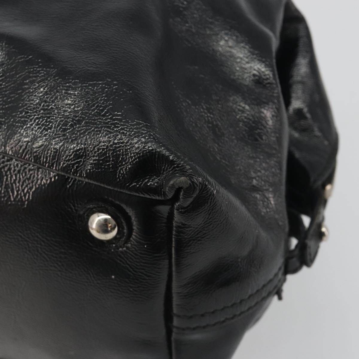 SAINT LAURENT Hand Bag Patent Leather Black Silver 208315 Auth BA14519