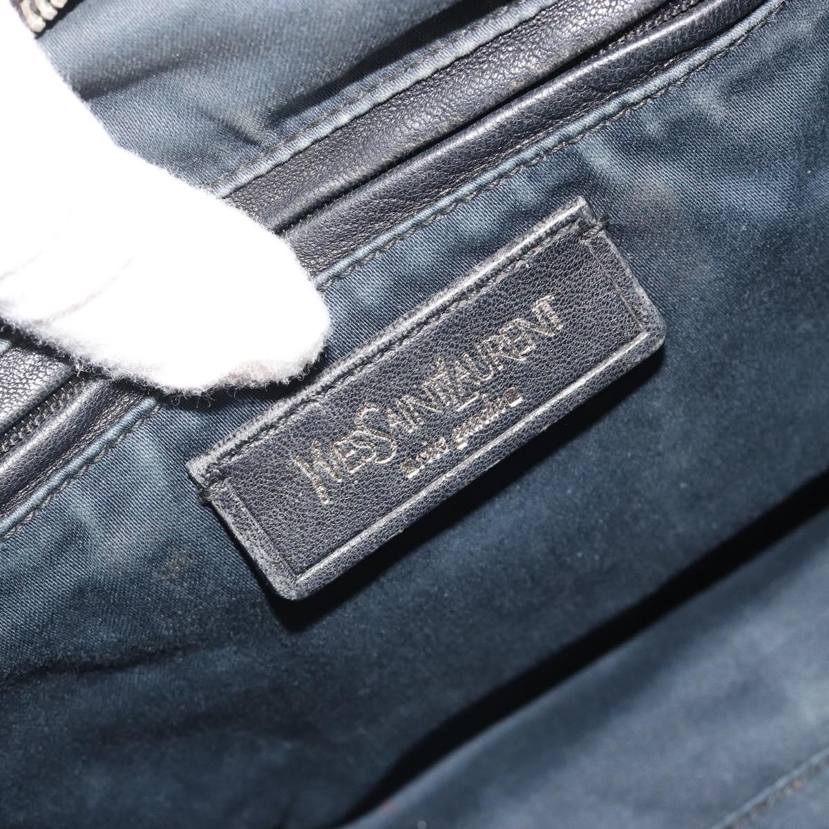 SAINT LAURENT Hand Bag Patent Leather Black Silver 208315 Auth BA14519