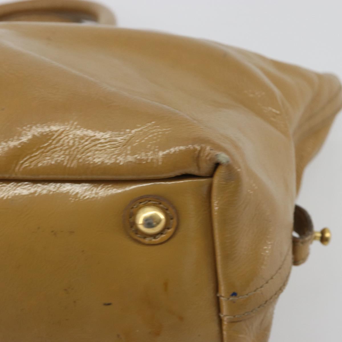 SAINT LAURENT Hand Bag Patent Leather Beige Gold 208315 Auth BA14520