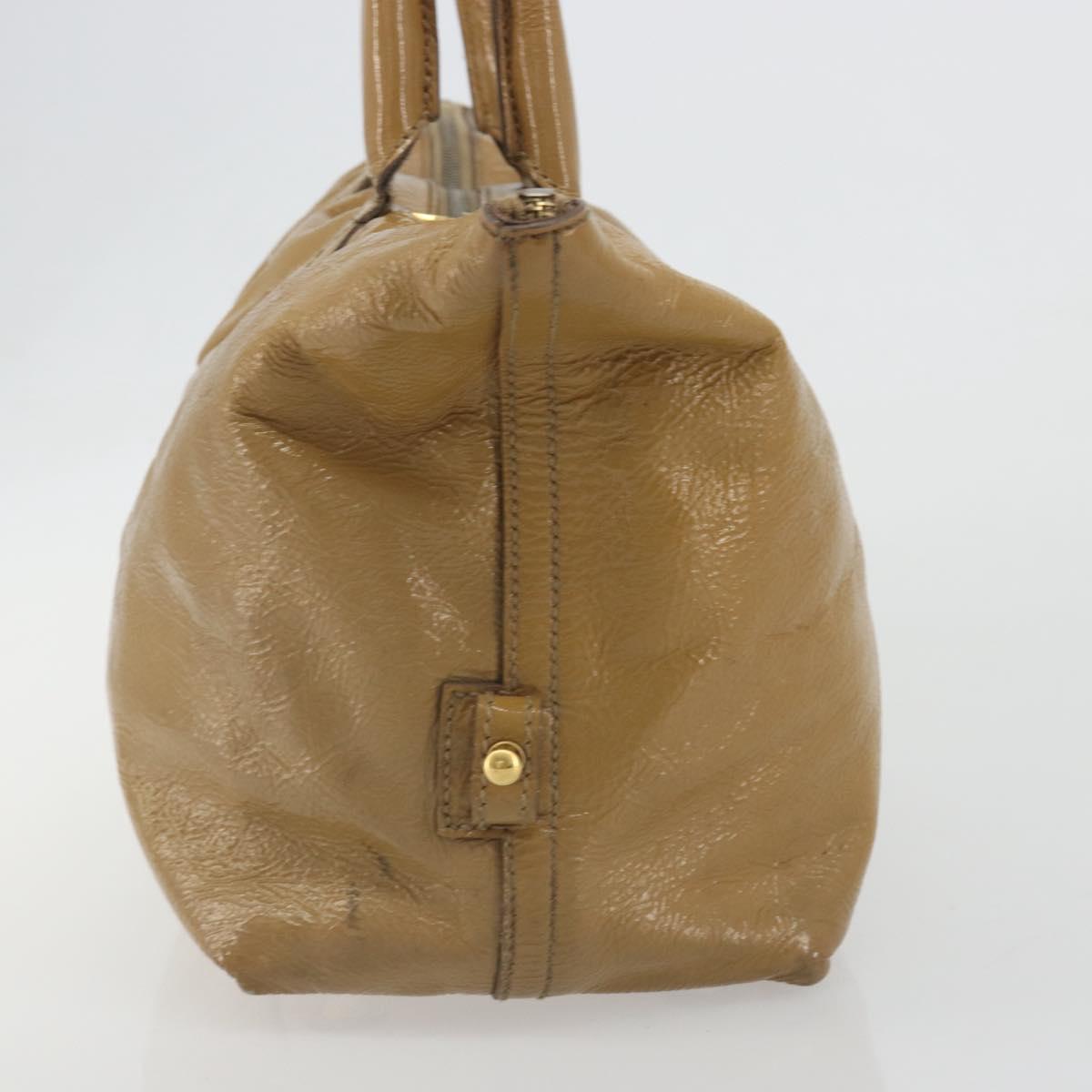 SAINT LAURENT Hand Bag Patent Leather Beige Gold 208315 Auth BA14520