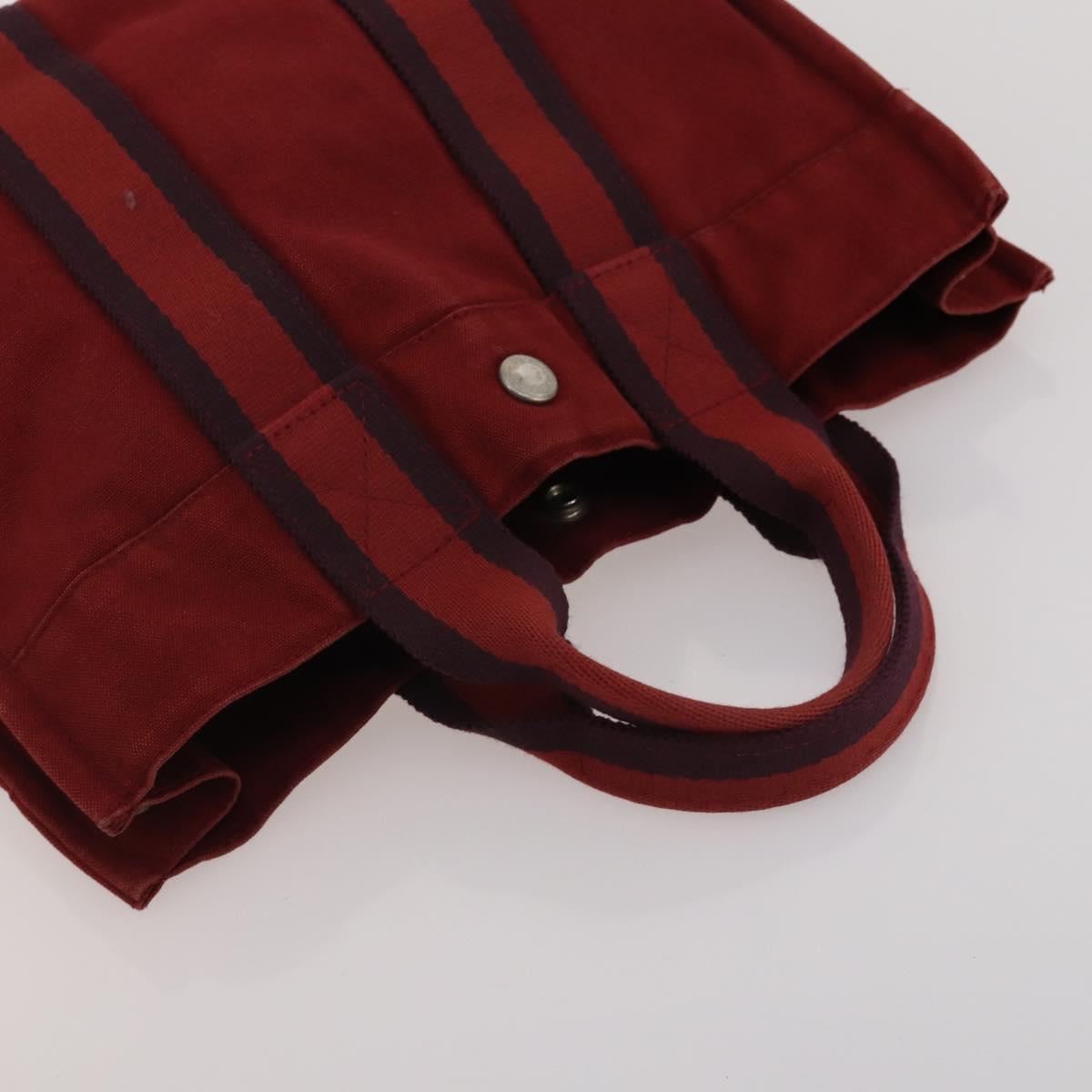 HERMES Fourre Tout Hand Bag cotton 5 Set Black Red Navy Auth BA14521