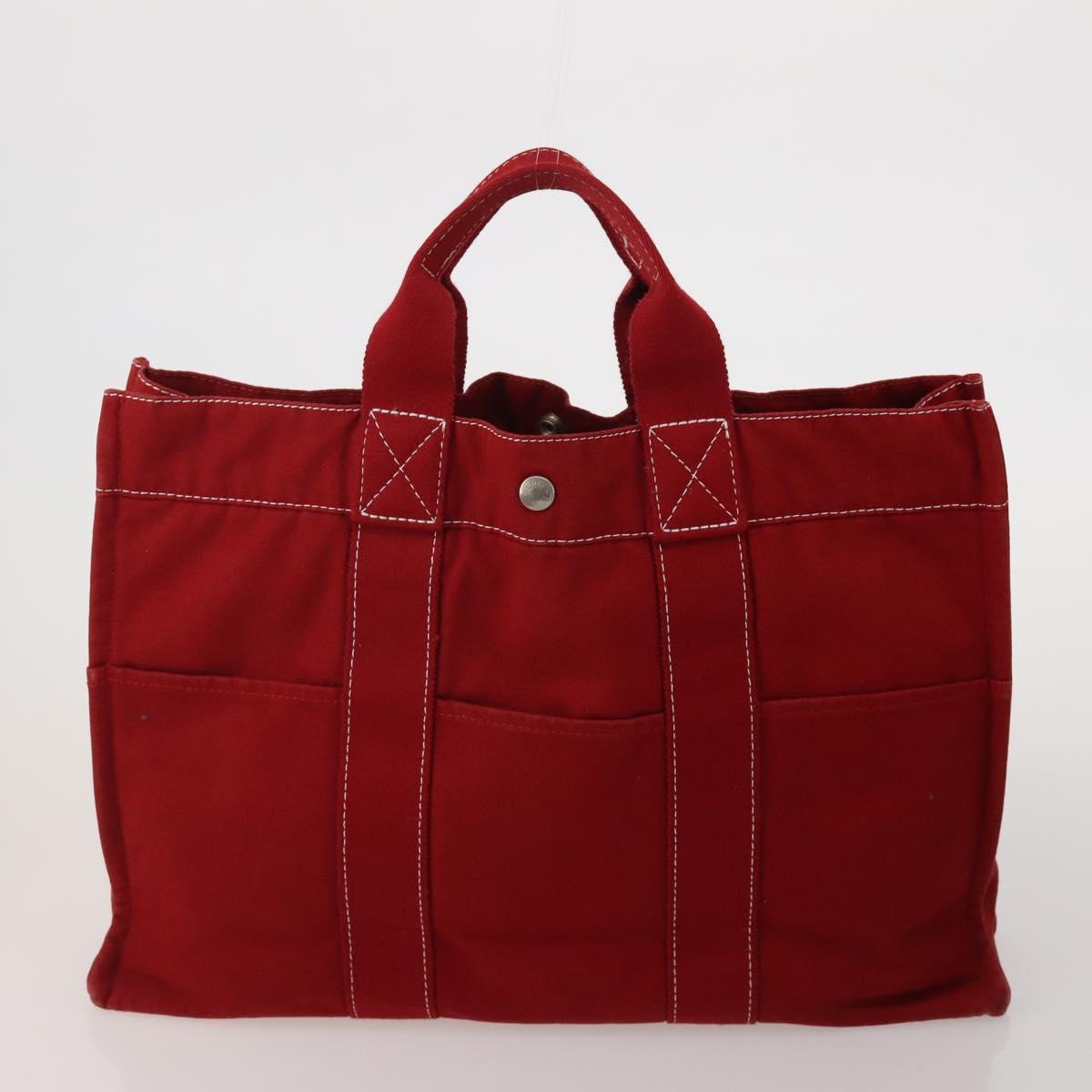 HERMES Fourre Tout Hand Bag cotton 5 Set Black Red Navy Auth BA14521