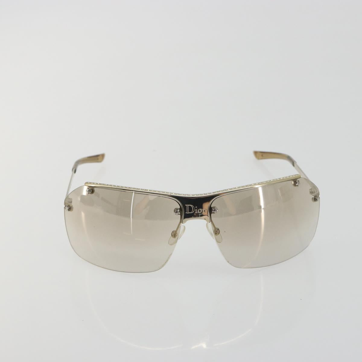Christian Dior Rimless Sunglasses Metal Champagne Gold Silver Auth BA14522V