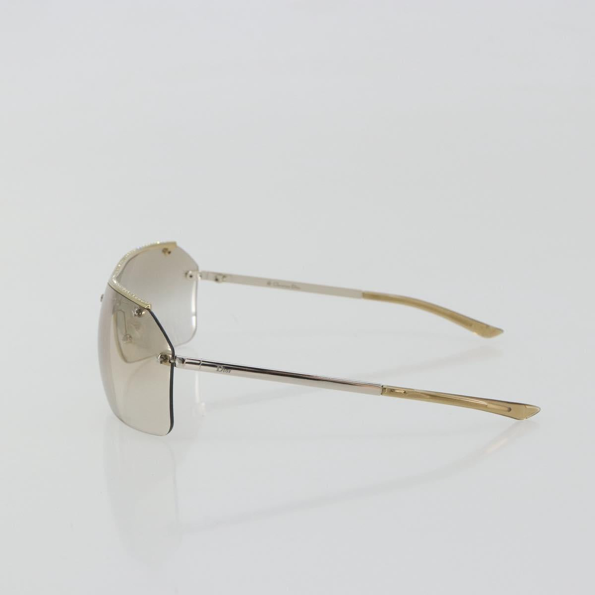 Christian Dior Rimless Sunglasses Metal Champagne Gold Silver Auth BA14522V