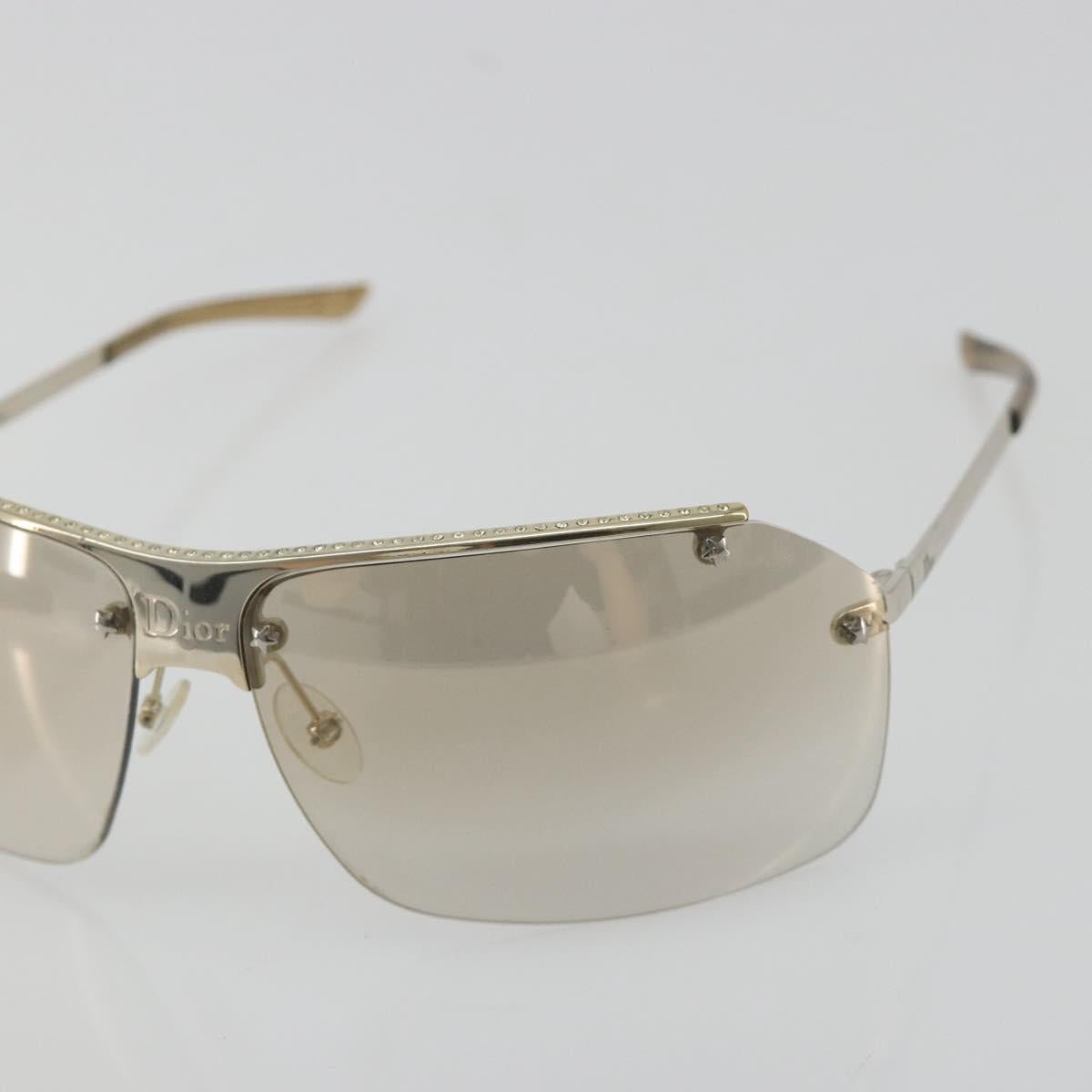 Christian Dior Rimless Sunglasses Metal Champagne Gold Silver Auth BA14522V