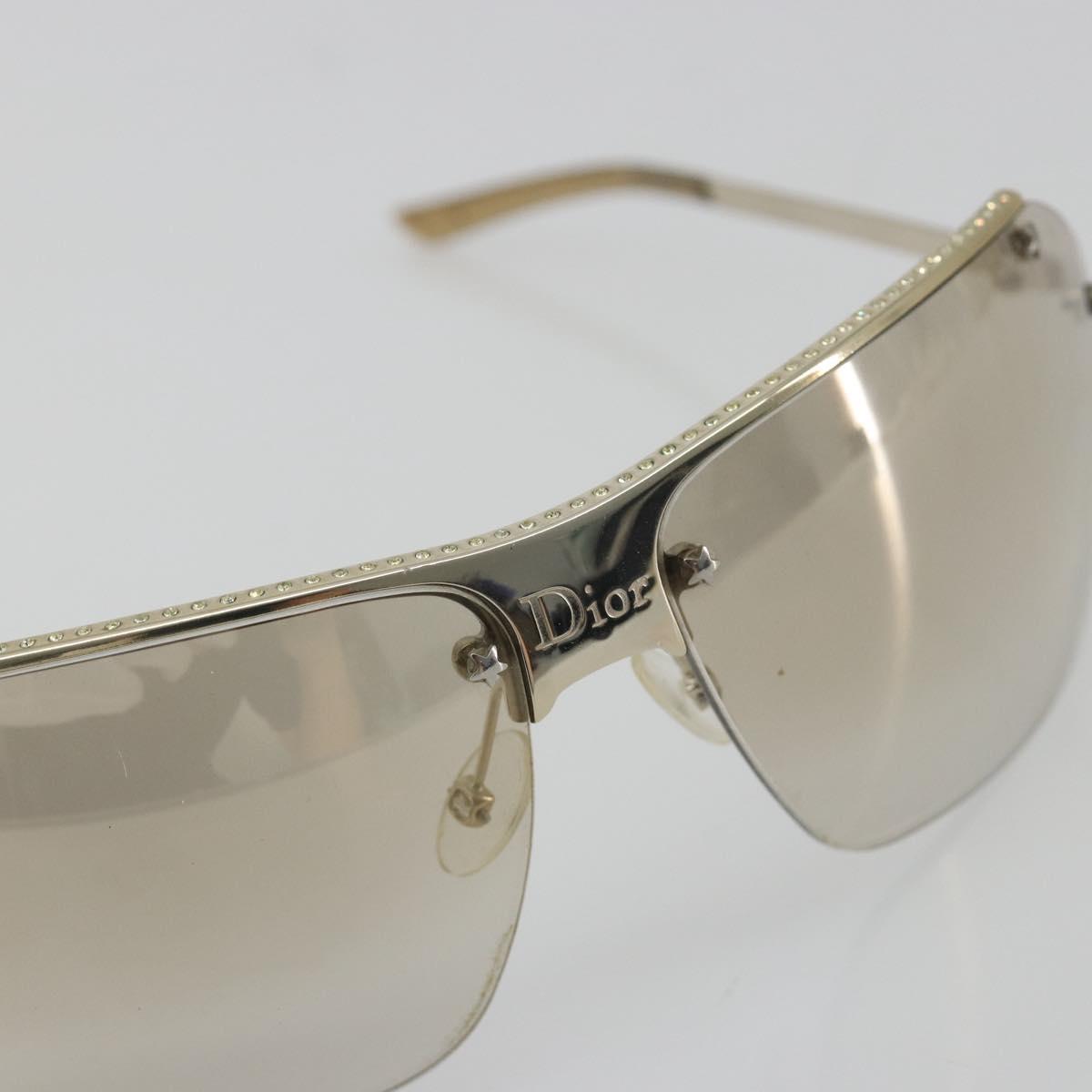 Christian Dior Rimless Sunglasses Metal Champagne Gold Silver Auth BA14522V