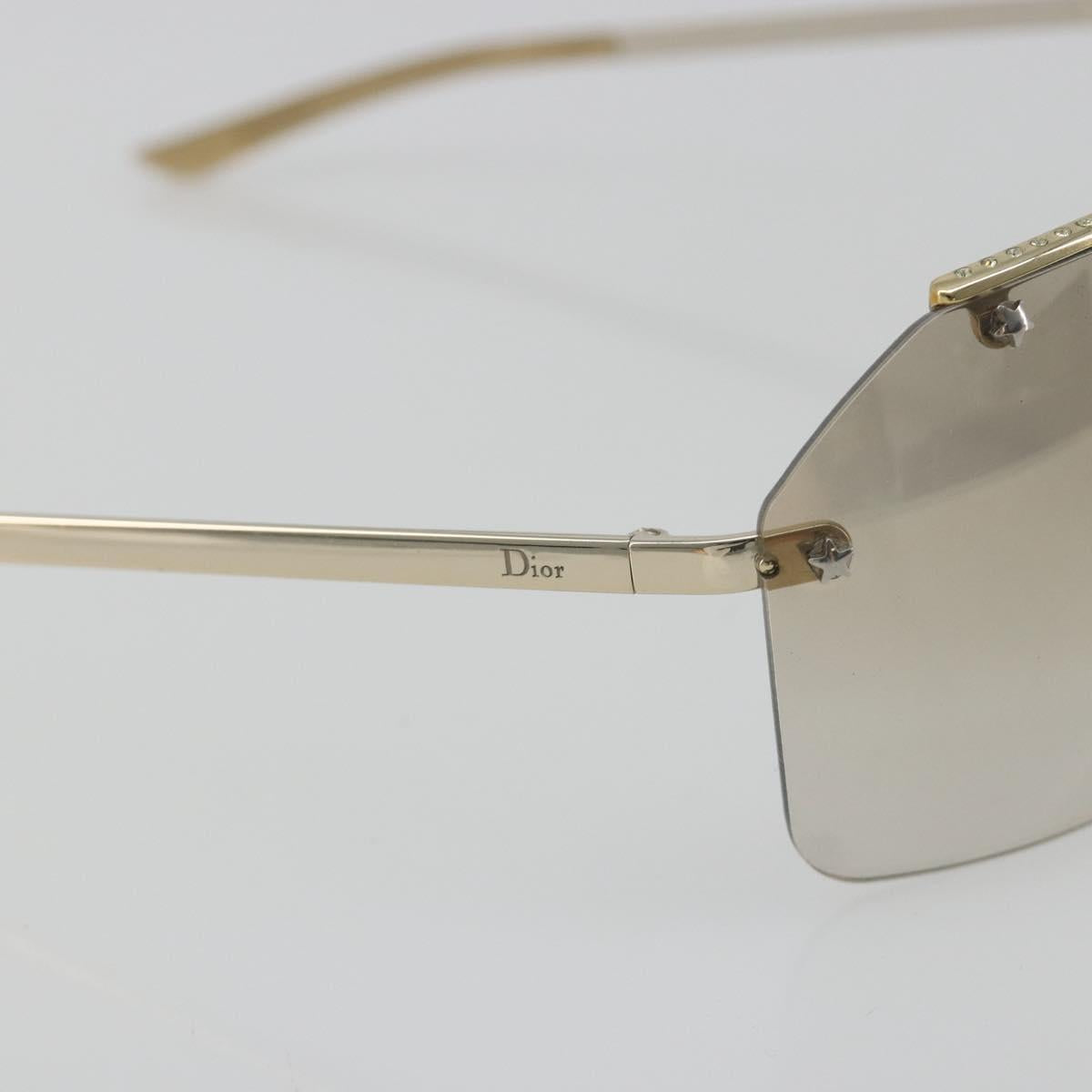 Christian Dior Rimless Sunglasses Metal Champagne Gold Silver Auth BA14522V