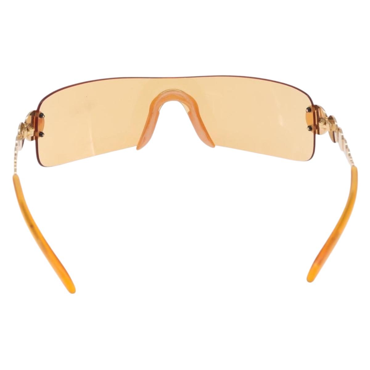 Christian Dior Rimless Sunglasses Metal Orange Gold Auth BA14524V