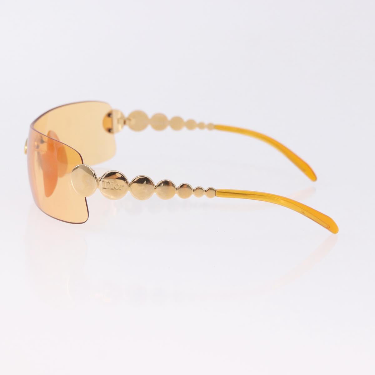 Christian Dior Rimless Sunglasses Metal Orange Gold Auth BA14524V