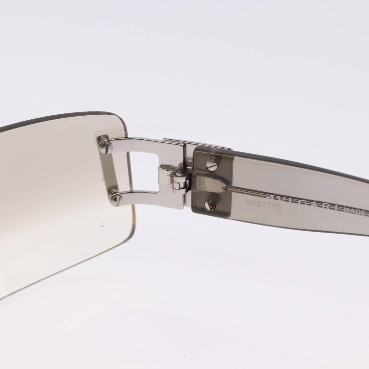 BVLGARI Rimless Sunglasses Metal Clear Silver Auth BA14525