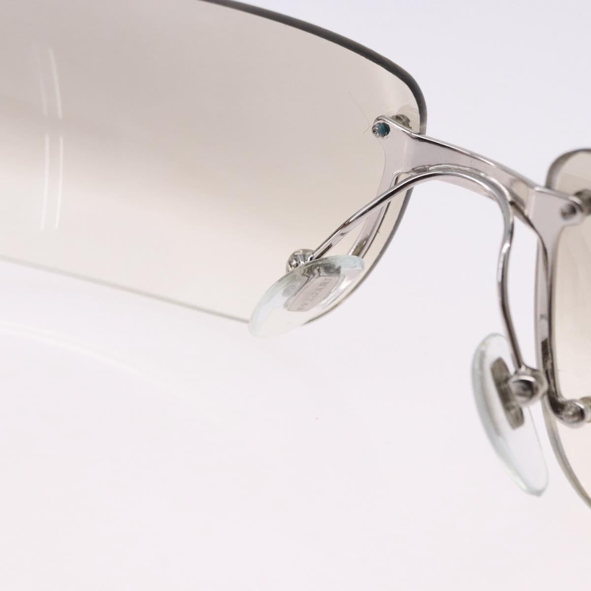 BVLGARI Rimless Sunglasses Metal Clear Silver Auth BA14525