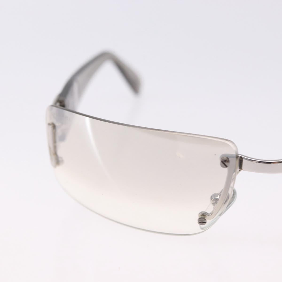 BVLGARI Rimless Sunglasses Metal Clear Silver Auth BA14525