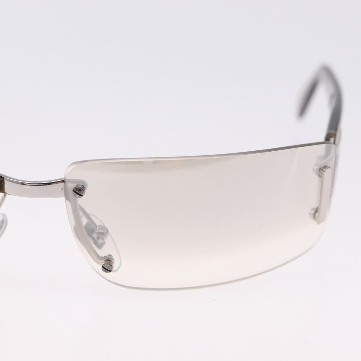 BVLGARI Rimless Sunglasses Metal Clear Silver Auth BA14525