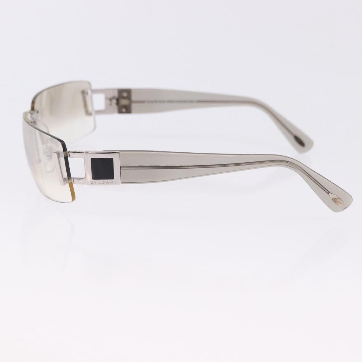 BVLGARI Rimless Sunglasses Metal Clear Silver Auth BA14525