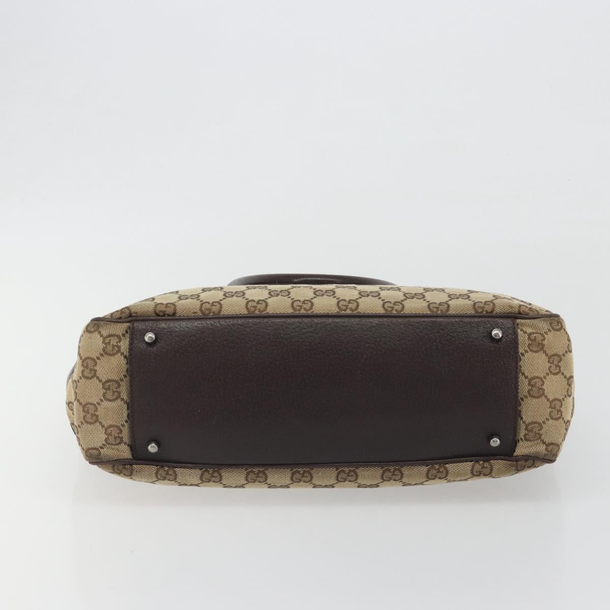 GUCCI GG Canvas Hand Bag Beige Silver 113011 Auth BA14549