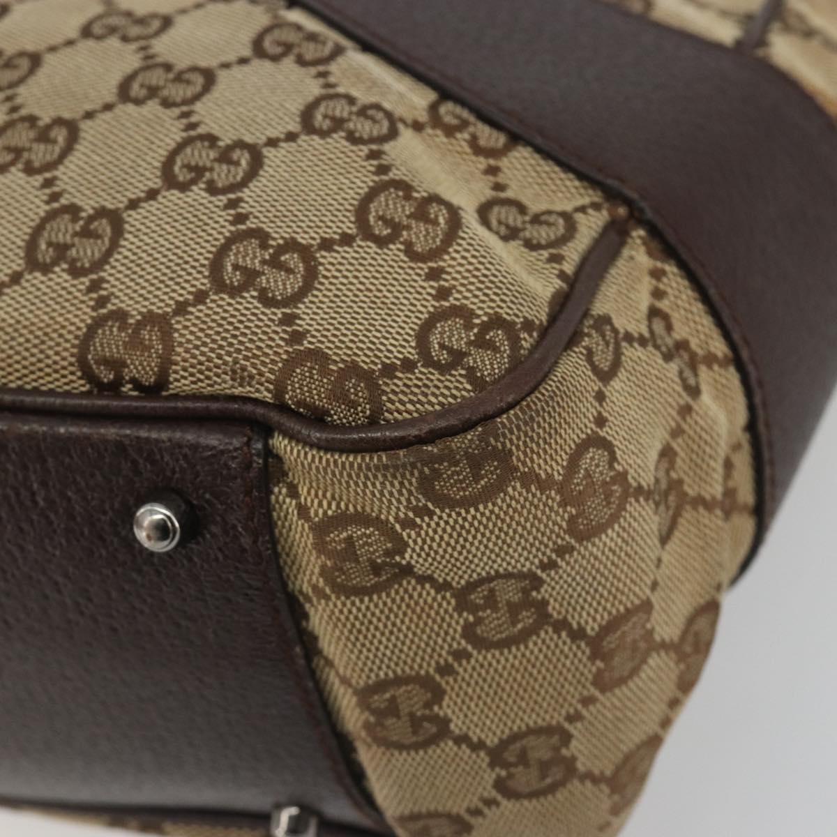 GUCCI GG Canvas Hand Bag Beige Silver 113011 Auth BA14549