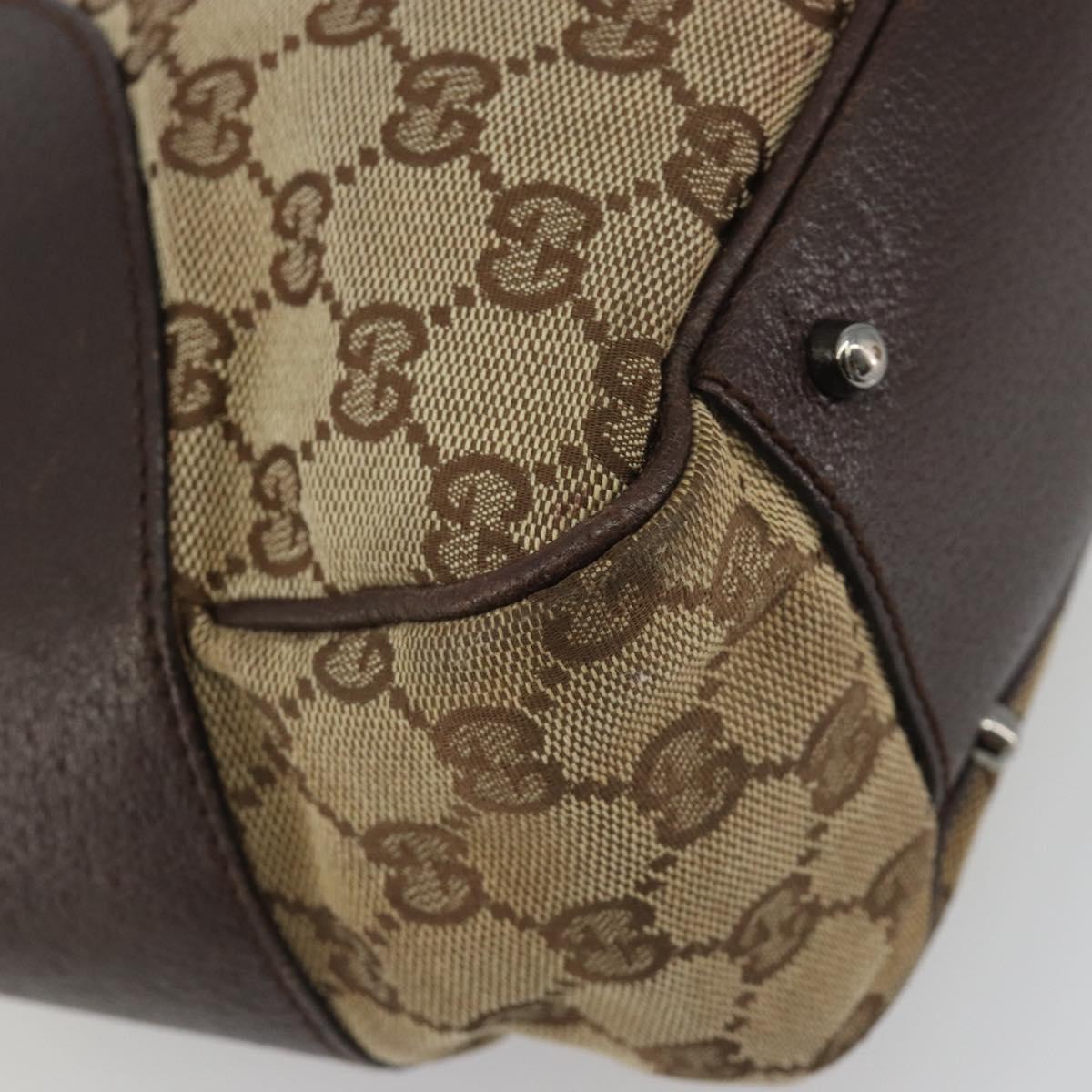 GUCCI GG Canvas Hand Bag Beige Silver 113011 Auth BA14549