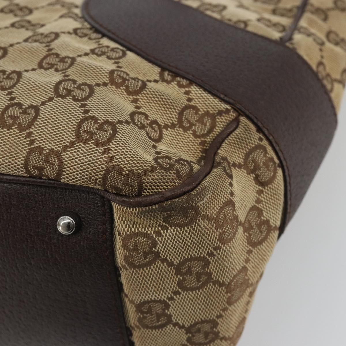 GUCCI GG Canvas Hand Bag Beige Silver 113011 Auth BA14549