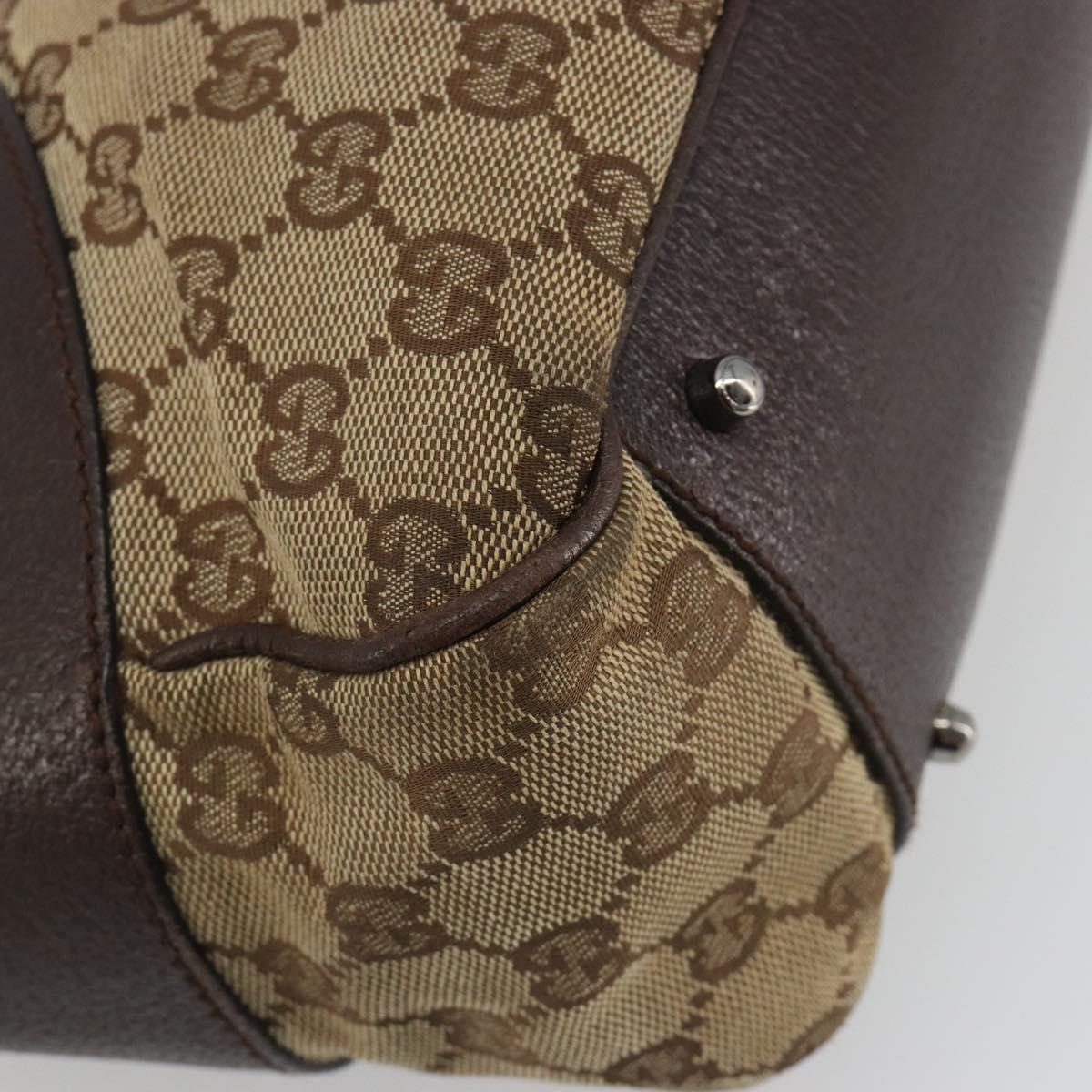 GUCCI GG Canvas Hand Bag Beige Silver 113011 Auth BA14549