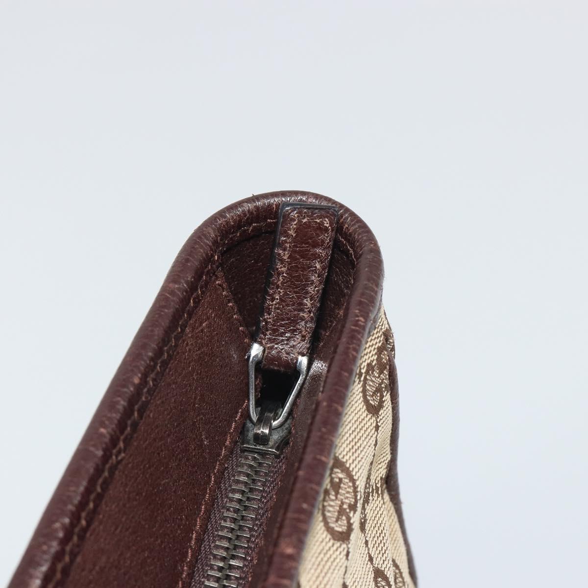GUCCI GG Canvas Hand Bag Beige Silver 113011 Auth BA14549