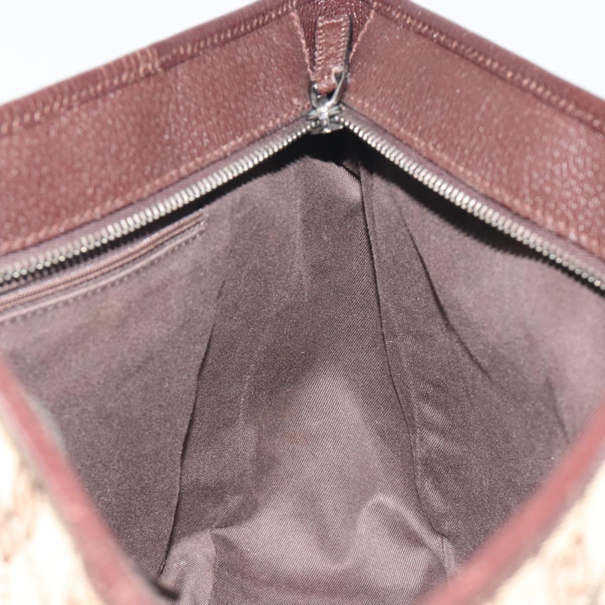 GUCCI GG Canvas Hand Bag Beige Silver 113011 Auth BA14549