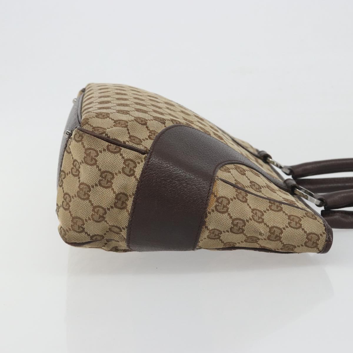 GUCCI GG Canvas Hand Bag Beige Silver 113011 Auth BA14549
