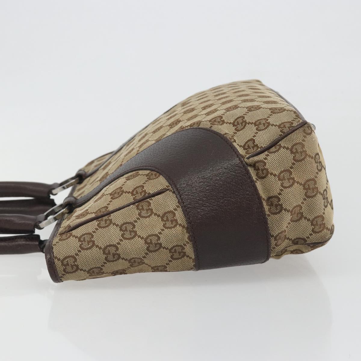 GUCCI GG Canvas Hand Bag Beige Silver 113011 Auth BA14549