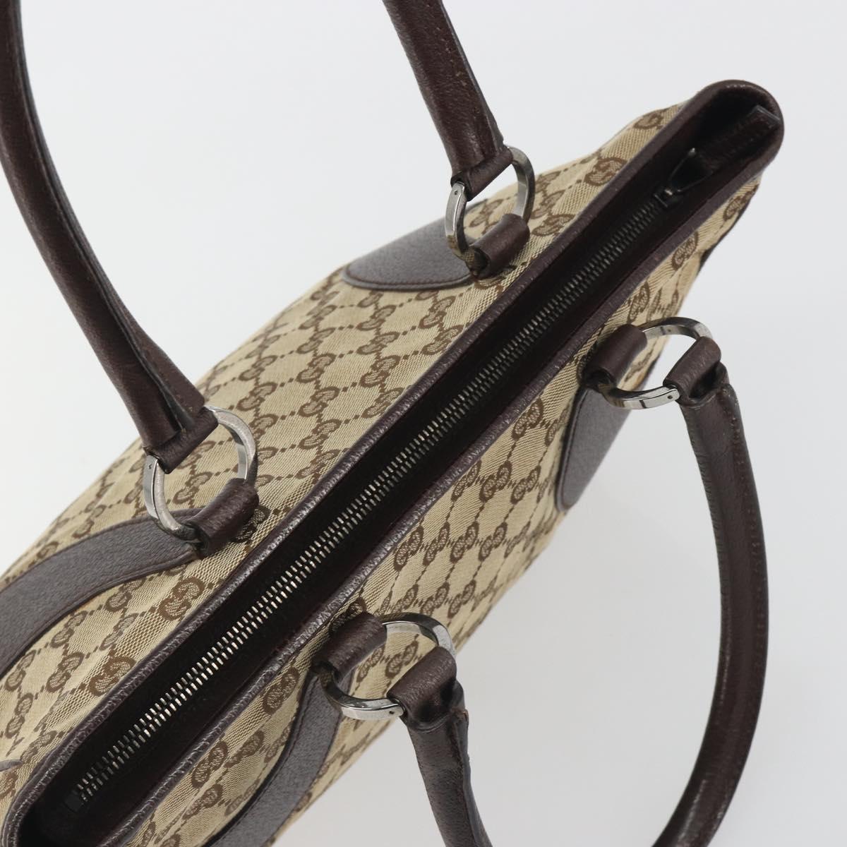 GUCCI GG Canvas Hand Bag Beige Silver 113011 Auth BA14549