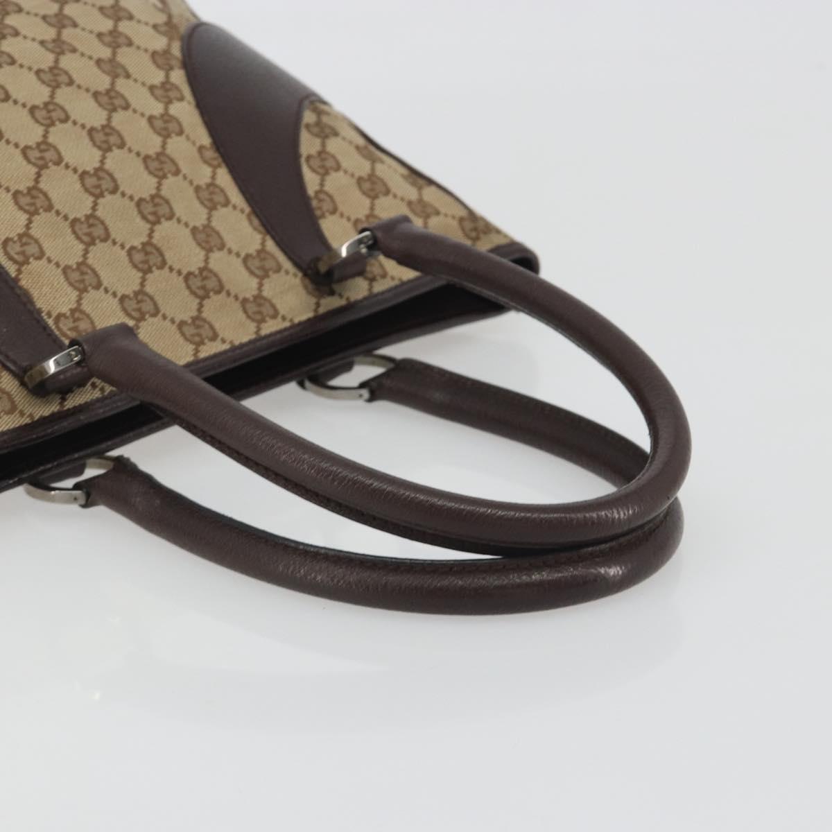 GUCCI GG Canvas Hand Bag Beige Silver 113011 Auth BA14549