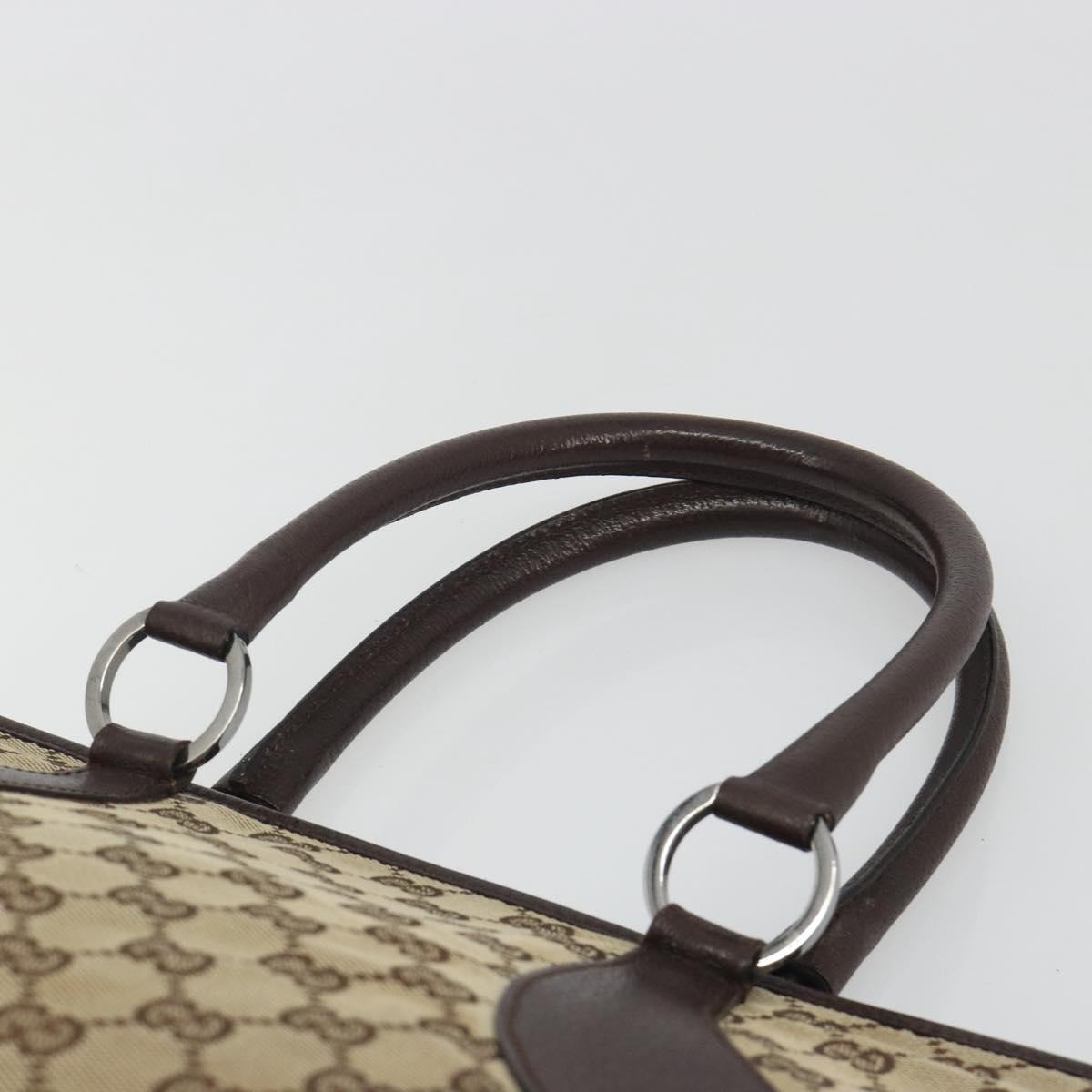 GUCCI GG Canvas Hand Bag Beige Silver 113011 Auth BA14549
