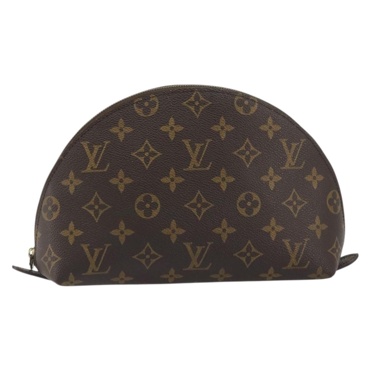LOUIS VUITTON Monogram Trousse Demi Ronde Cosmetic Pouch M47520 LV Auth BA14555