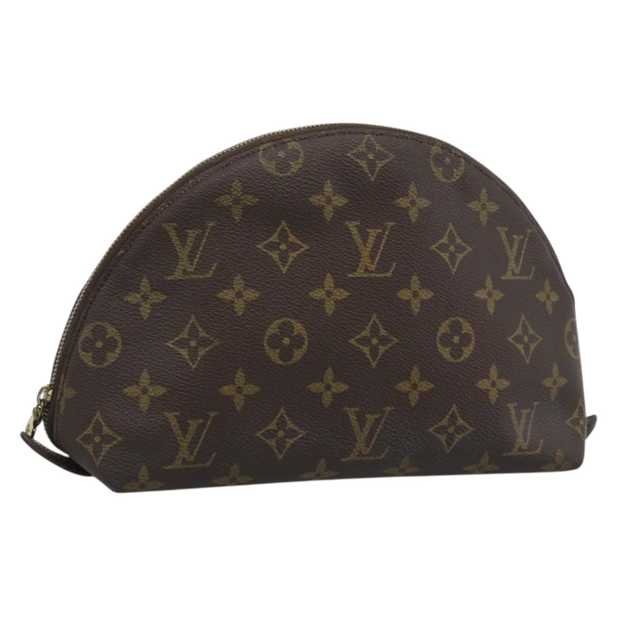 LOUIS VUITTON Monogram Trousse Demi Ronde Cosmetic Pouch M47520 LV Auth BA14556