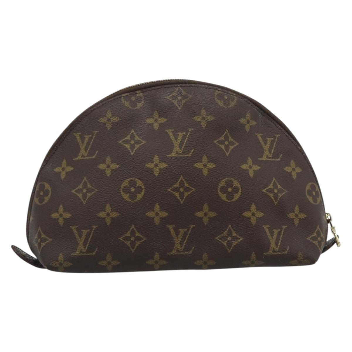 LOUIS VUITTON Monogram Trousse Demi Ronde Cosmetic Pouch M47520 LV Auth BA14556