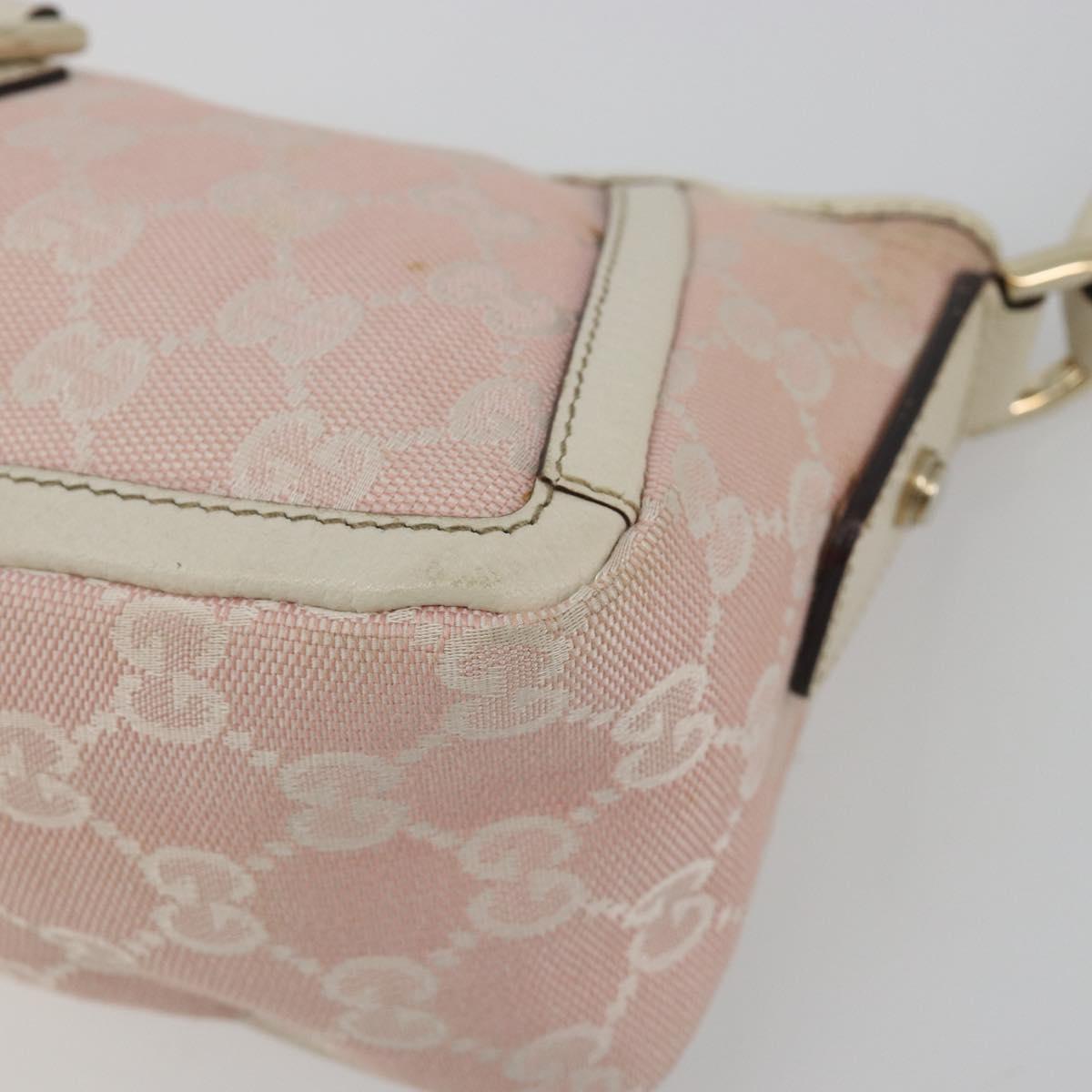 GUCCI GG Canvas Abbey Hand Bag Pink Gold Tone 130939 Auth BA14560