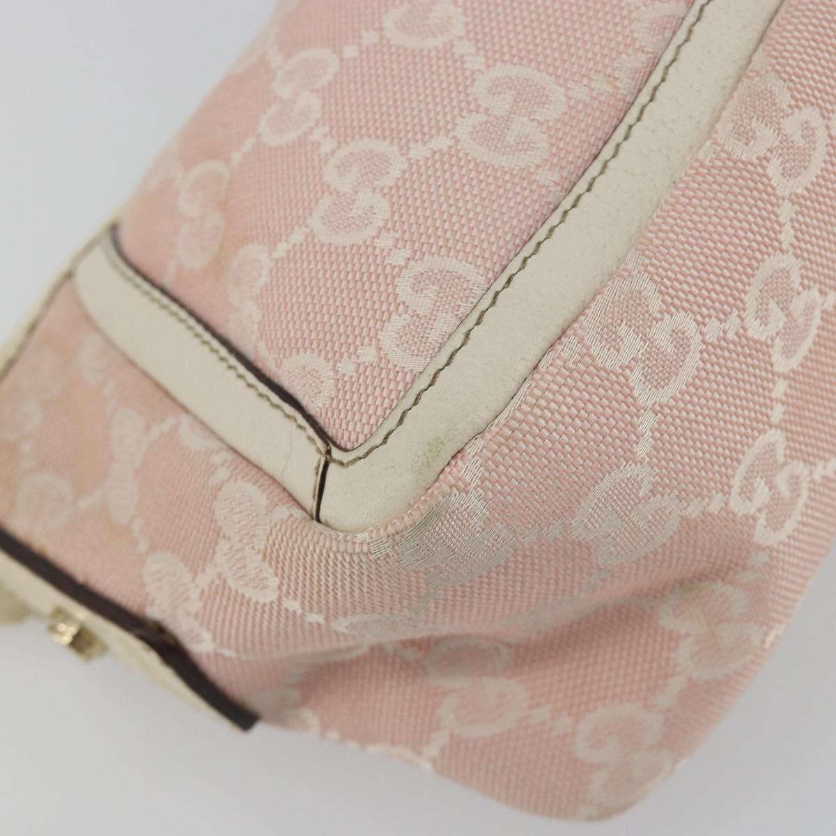 GUCCI GG Canvas Abbey Hand Bag Pink Gold Tone 130939 Auth BA14560