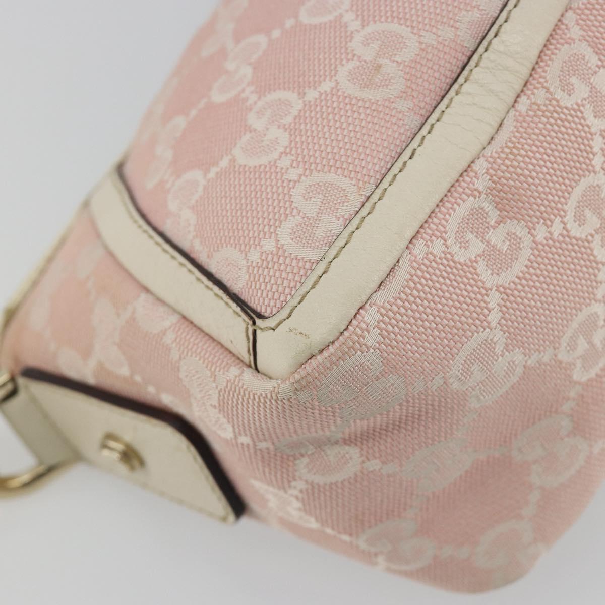 GUCCI GG Canvas Abbey Hand Bag Pink Gold Tone 130939 Auth BA14560