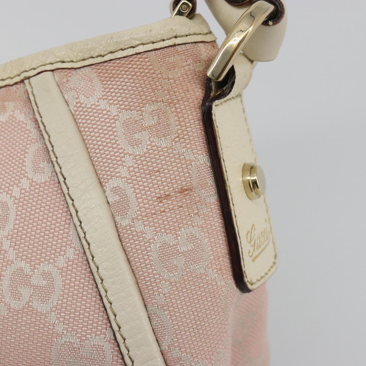 GUCCI GG Canvas Abbey Hand Bag Pink Gold Tone 130939 Auth BA14560