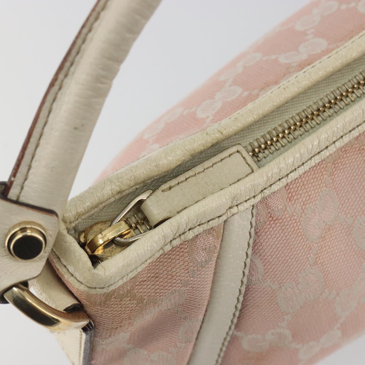 GUCCI GG Canvas Abbey Hand Bag Pink Gold Tone 130939 Auth BA14560