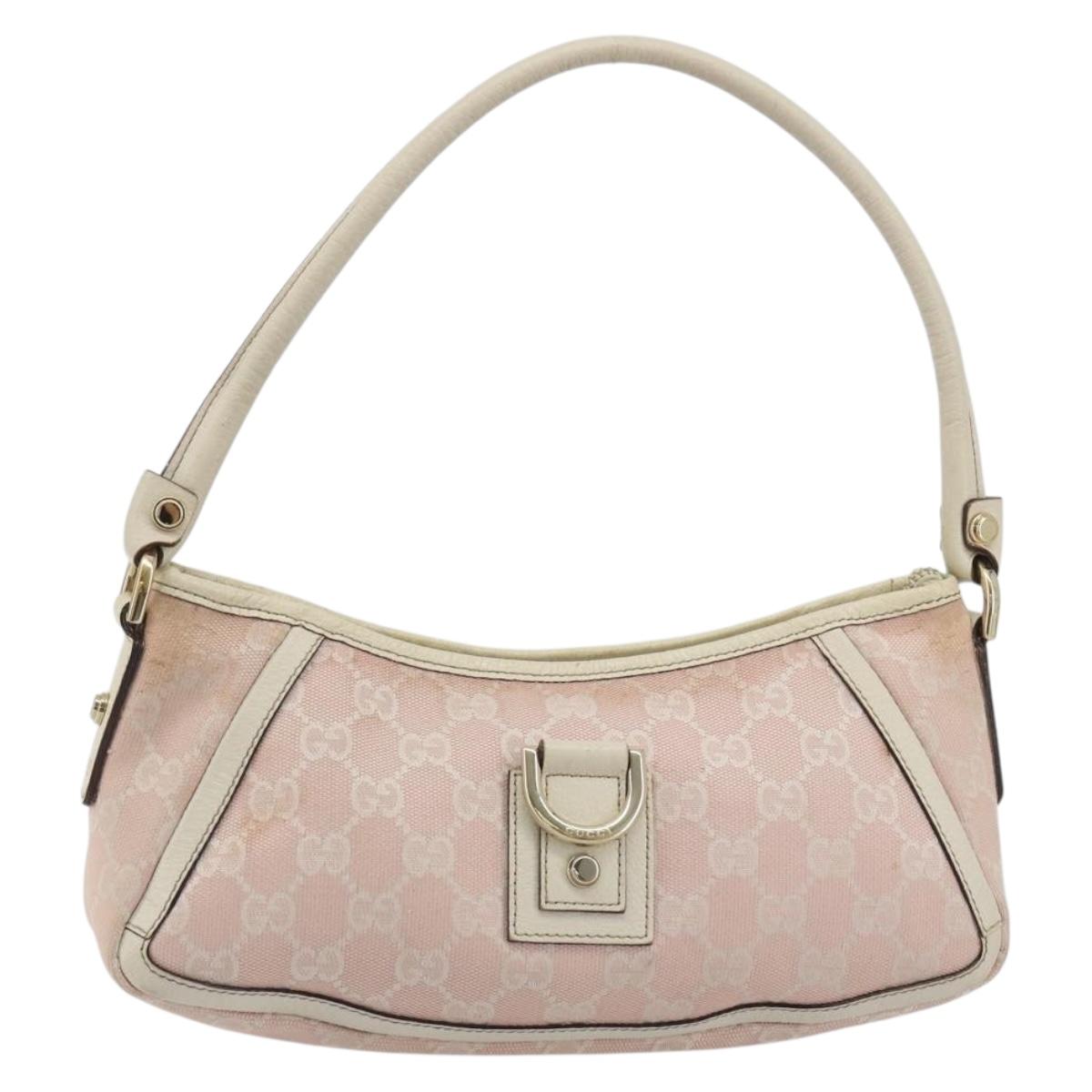 GUCCI GG Canvas Abbey Hand Bag Pink Gold Tone 130939 Auth BA14560