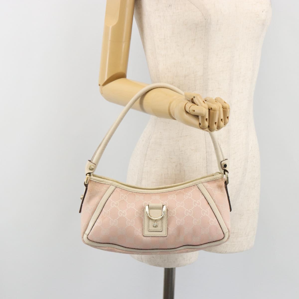 GUCCI GG Canvas Abbey Hand Bag Pink Gold Tone 130939 Auth BA14560